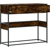 vidaXL Konzolna mizica dimljen hrast 90x35x80 cm inženirski les | Shoptok.si