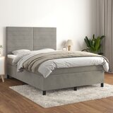  s oprugama i madracem svjetlosivi 140x190 cm baršunasti | shoptok.hr