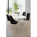 Hanah home trpezarijski set Nola, sto na razvlačenje i 4 stolice, bela ploča, crna tkanina Babyface | Eponuda.com