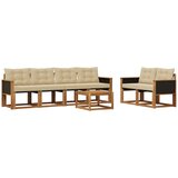 vidaXL Zunanja garnitura za sedenje z blazino 7 pcs Naravna in bež, (5000270580) | Shoptok.si
