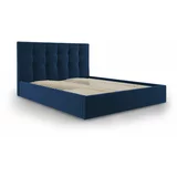Mazzini Beds bračni krevet od tamnoplavog baršuna Mazzini Kreveti Nerin, 160 x 200 cm