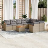vidaXL 10-dijelni set vrtnih sofa s jastucima bež od poliratana | shoptok.hr