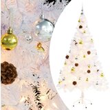 vidaXL umjetno božićno drvce s kuglicama i led svjetlima bijelo 150 cm | shoptok.hr