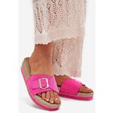 Boto Ladies Platform Slippers With Golden Buckle Fuchsia Selira | Shoptok.si