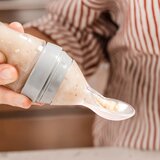 Haakaa steklenička plastična z žličko za hranjenje gray | Shoptok.si
