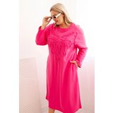 Kesi Włoski Plus Size women's dress with cotton embroidery pink | Shoptok.si