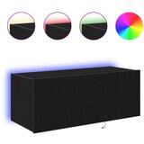 TV omara s LED osvetlitvijo črno hrast 80x35x31 cm | Shoptok.si