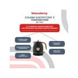 Klausberg KB-7907 retro kuhalo za vodo s termometrom 1,7 L, 2200 W – črno | Shoptok.si