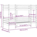 Krevet na kat voštano smeđi 75 x 190 cm od masivne borovine | shoptok.hr