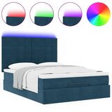  Ottoman krevet s madracima i LED diodama tamnoplavi 140x200 cm baršun | shoptok.hr