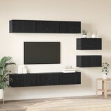  Set TV komoda 8 kom. Crni hrast Konstruirano drvo Crna | Shoptok.si