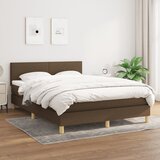 vidaXL Box spring postelja z vzmetnico temno rjava 140x200 cm blago Cene