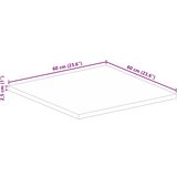 Stolna ploča 60 x 60 x 2,5 cm četvrtasta od masivnog drva manga | shoptok.hr