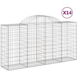 vidaXL Obokana gabionska košara 14 kos 200x50x100/120cm cinkano železo, (20758464) Cene