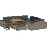 vidaXL Vrtna sedežna garnitura z blazino 13 pcs Siva poli ratan, (5000155238) | Shoptok.si