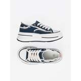 Shelvt Navy blue women's sneakers with white inserts | shoptok.hr
