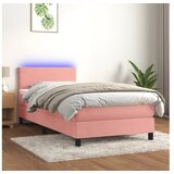  Krevet box spring s madracem LED ružičasti 80x200 cm baršunasti | shoptok.hr