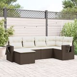  6-dijelni set vrtnih sofa od poliratana s jastucima smeđi | shoptok.hr