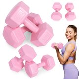  Set šesterokutnih bučica 2x5 kg, utezi za vježbanje, opterećenje za fitness, roza, ModernHome Cijene