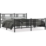 vidaXL Kovinski posteljni okvir z vzglavjem in vznožjem črn 183x213 cm | Shoptok.si