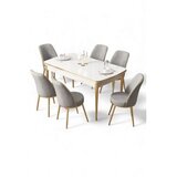 Hanah home Rasklopivi trpezarijski sto i stolice (7 delova) Nira White Gold Grey | Eponuda.com