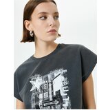 Koton Printed T-Shirt Short Sleeve Crew Neck Cotton Standard Fit Cene