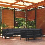 The Living Store Vrtna sedežna garnitura 9-delna z blazinami črna borovina - Vrtna Sedežna Garnitura, (21472284) | Shoptok.si