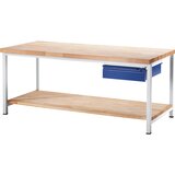 RAU delovna miza z ogrodjem, 1 predal velikosti l, 1 odlagalna polica iz masivne bukovine, globina 700 mm, širina 1000 mm | Shoptok.si