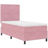 vidaXL Box Spring Krevet s Madracem Ružičasti Jednokrevetni Baršun | shoptok.hr