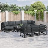 vidaXL Vrtna sedežna garnitura 11 pcs Črna 70 x 70 x 32 cm Aluminij | Shoptok.si