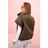 Kesi Włoski Women's quilted vest with short sleeves and a stand-up collar khaki | ePonuda.com