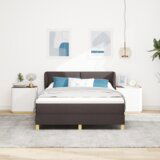 Box Spring Krevet s Madracem u Tamnosmeđoj Boji 140x190 cm Tkanina | shoptok.hr