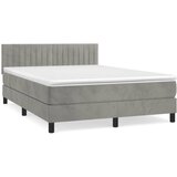 The Living Store Box spring postelja z vzmetnico svetlo siv 140x190 cm žamet - Box Spring Postelja, (21493510) | Shoptok.si