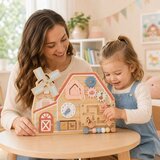 Ginger Home Crvena montesori aktivna tabla farma sa mlinom, lavirintom, satom i zupčanicima ( W12D824 ) | Eponuda.com