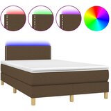 vidaXL Box spring postelja z vzmetnico LED tem. rjava 120x190 cm blago, (21111934) | Shoptok.si