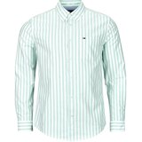 Tommy Jeans Srajce z dolgimi rokavi TJM REG STRIPE OXFORD SHIRT EXT Zelena Cene