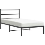 Maison Chic Kovinski Postelja za odrasle - Posteljni Okvir z vzglavjem črn 100x190 cm, (22080655) | Shoptok.si