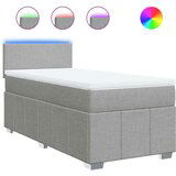 vidaXL Box spring postelja z vzmetnico svetlo siv 100x200 cm blago | Shoptok.si