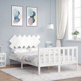 vidaXL Posteljni okvir z vzglavjem bel 4FT6 trden les | Shoptok.si