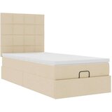 vidaXL Otomanski posteljni okvir z vzmetnico krem 90x190 cm blago, (21610070) | Shoptok.si