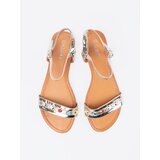 Shelvt Golden flat sandals with colorful studs | Shoptok.si