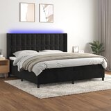 vidaXL Krevet box spring s madracem LED crni 200x200 cm baršun Cijene