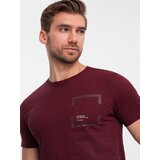 Ombre Men's cotton t-shirt with pocket - maroon | Shoptok.si