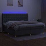  Box spring postelja z vzmetnico LED temno siva 200x200 cm blago, (20930556) | Shoptok.si