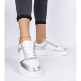 D/CEO marka niezdefiniowana Silver women's sneakers with a thick sole Dolla Cene