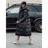 DStreet Kurtka damska VELVETTI długa pikowana z kapturem dwustronna czarna | shoptok.hr