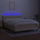  Box spring postelja z vzmetnico LED krem 140x200 cm blago, (20900101) | Shoptok.si