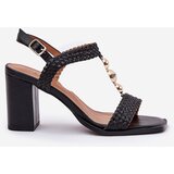 Boto Womens Sandals On Heel With Decoration And Braid Black Annaviel | ePonuda.com