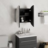  Kupaonski ormarić s okruglim ogledalom LED crni 40x40x17,5 cm | shoptok.hr