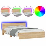 Furnova Posteljni okvir z vzglavjem in LED sonoma hrast 160x200 cm, (21936761) | Shoptok.si
